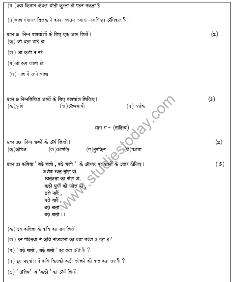 CBSE Class 5 Hindi Sample Paper Set A