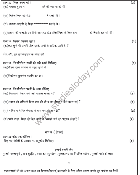 CBSE Class 5 Hindi Sample Paper Set A