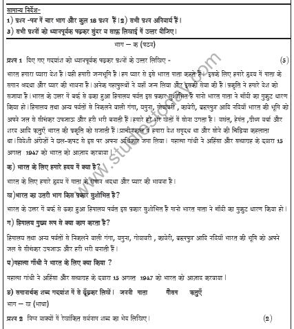 CBSE Class 5 Hindi Sample Paper Set B