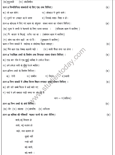 CBSE Class 5 Hindi Sample Paper Set C