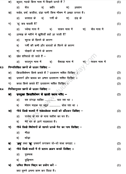CBSE Class 5 Hindi Sample Paper Set N