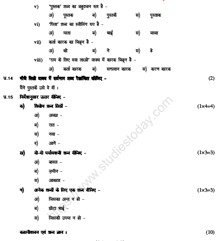 CBSE Class 5 Hindi Sample Paper Set P