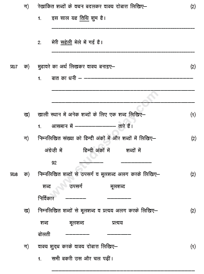 CBSE Class 5 Hindi Sample Paper Set R