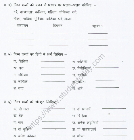 CBSE Class 5 Sanskrit Sample Paper Set A