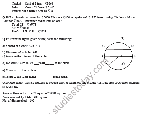 CBSE Class 5 Mathematics Sample Paper Set C