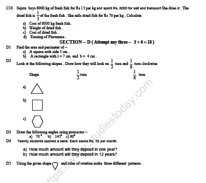 CBSE Class 5 Mathematics Sample Paper Set N