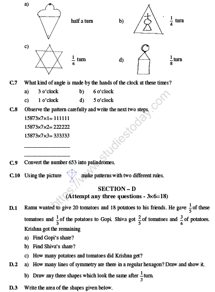 CBSE Class 5 Mathematics Sample Paper Set U