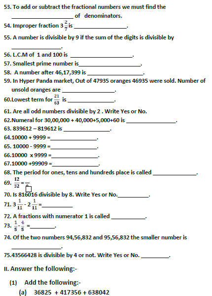 CBSE Class 5 Mathematics Sample Paper Set V