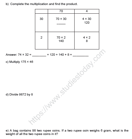 CBSE Class 5 Mathematics Sample Paper Set W