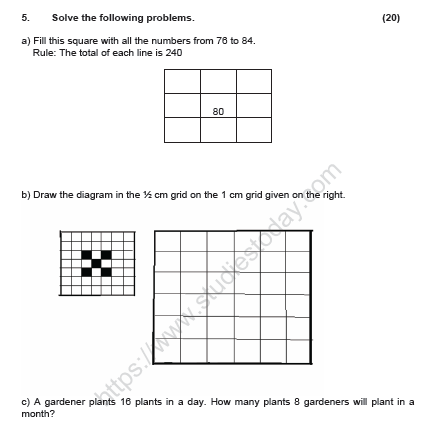 CBSE Class 5 Mathematics Sample Paper Set W