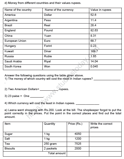 CBSE Class 5 Mathematics Sample Paper Set W