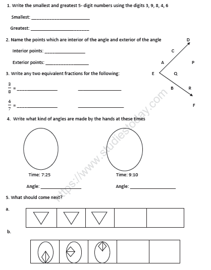 CBSE Class 5 Mathematics Sample Paper Set I