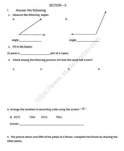 CBSE Class 5 Mathematics Sample Paper Set I