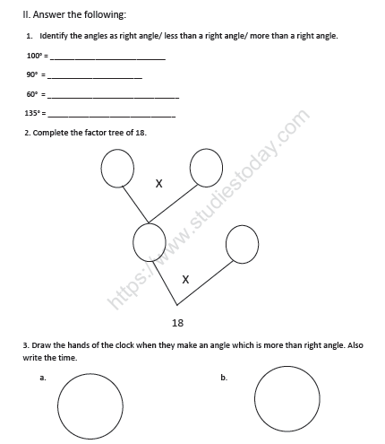 CBSE Class 5 Mathematics Sample Paper Set I