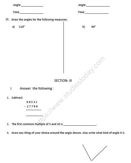 CBSE Class 5 Mathematics Sample Paper Set I