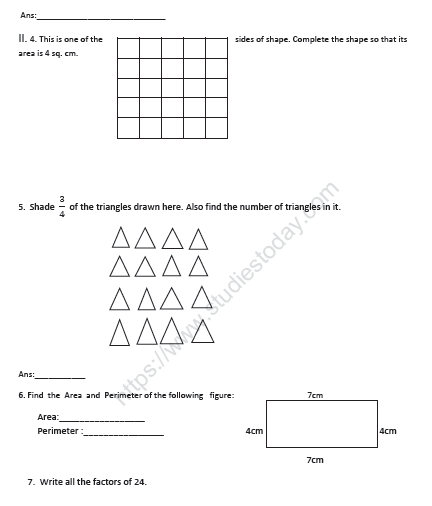 CBSE Class 5 Mathematics Sample Paper Set I