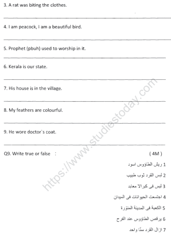 CBSE Class 6 Arabic Sample Paper Set C