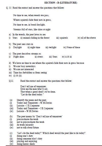 CBSE Class 6 English Sample Paper Set 6