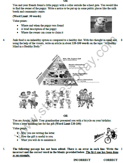 CBSE Class 6 English Sample Paper Set A