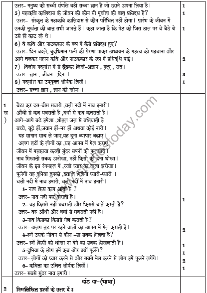 CBSE Class 6 Hindi Sample Paper Set C