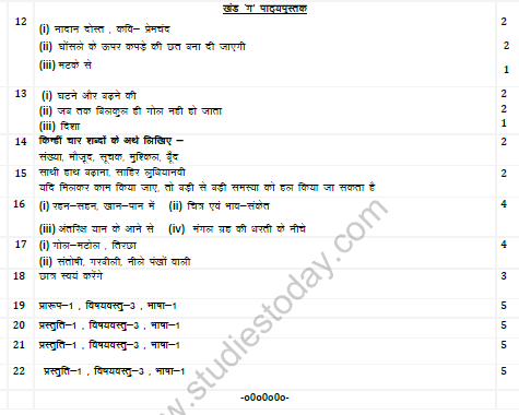CBSE Class 6 Hindi Sample Paper Set K