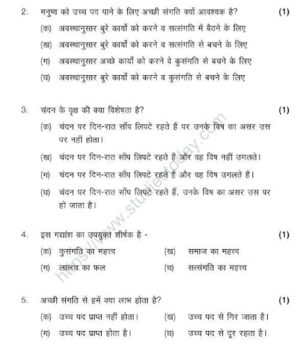 CBSE Class 6 Hindi Sample Paper Set V