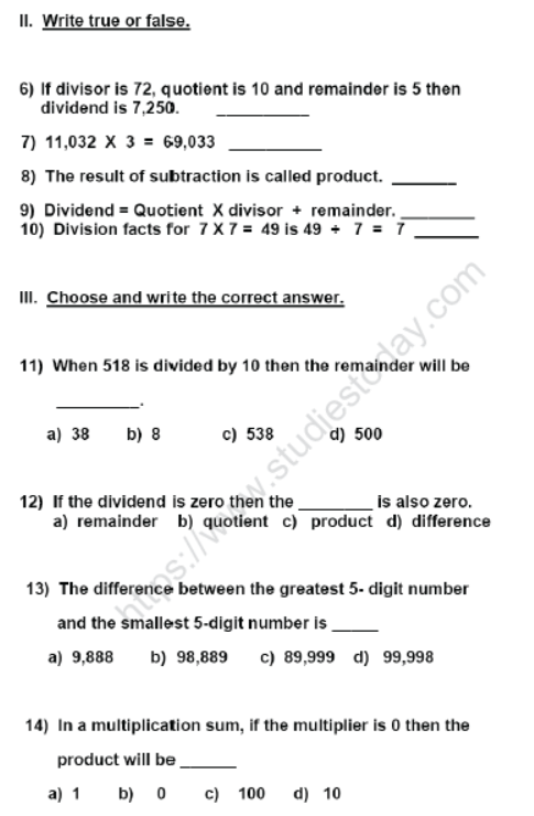 CBSE Class 6 Mathematics Sample Paper Set Q