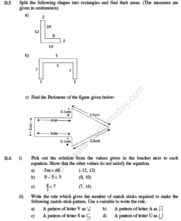 CBSE Class 6 Mathematics Sample Paper Set V