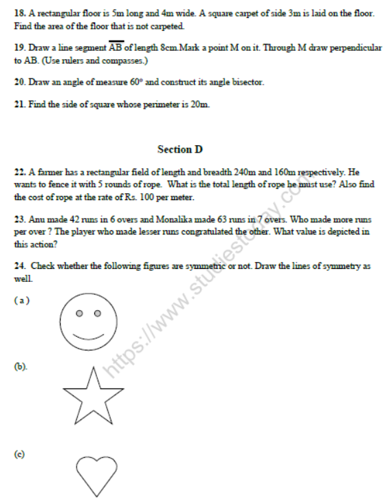 CBSE Class 6 Mathematics Sample Paper Set I