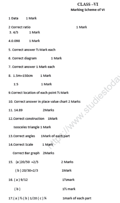 CBSE Class 6 Mathematics Sample Paper Set I