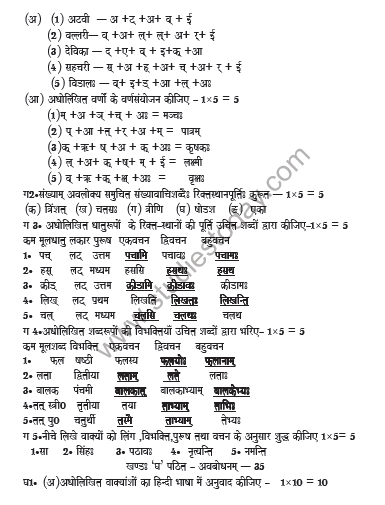 CBSE Class 6 Sanskrit Sample Paper Set G