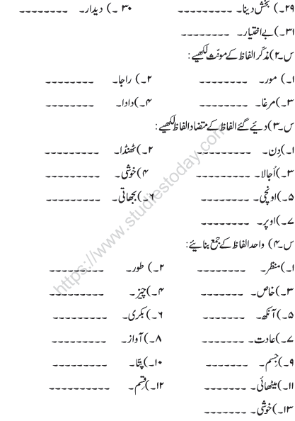 CBSE Class 6 Urdu Sample Paper Set C