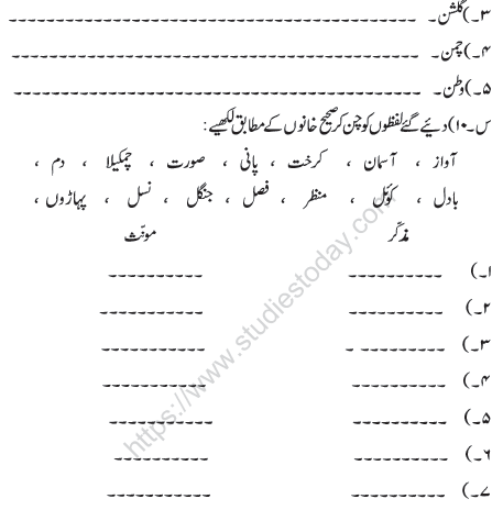 CBSE Class 6 Urdu Sample Paper Set C