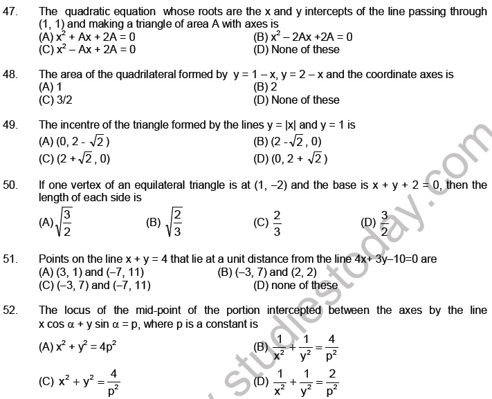 JEE Mathematics Parabola MCQs Set B-5