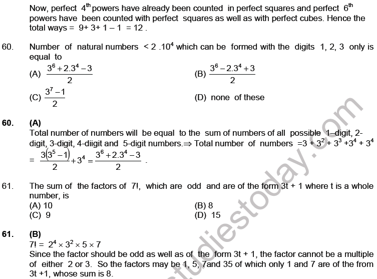 JEE Mathematics Permutation and Combination MCQs Set A-11