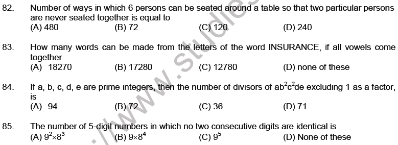 JEE Mathematics Permutation and Combination MCQs Set A-18