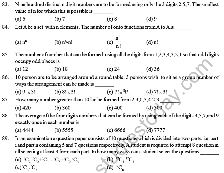 JEE Mathematics Permutation and Combination MCQs Set B-12