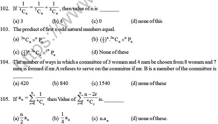 JEE Mathematics Permutation and Combination MCQs Set B-15