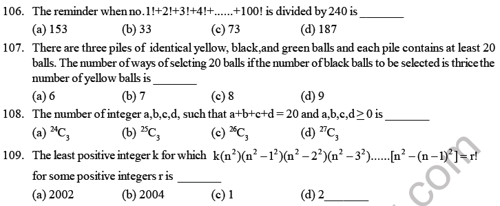 JEE Mathematics Permutation and Combination MCQs Set B-16