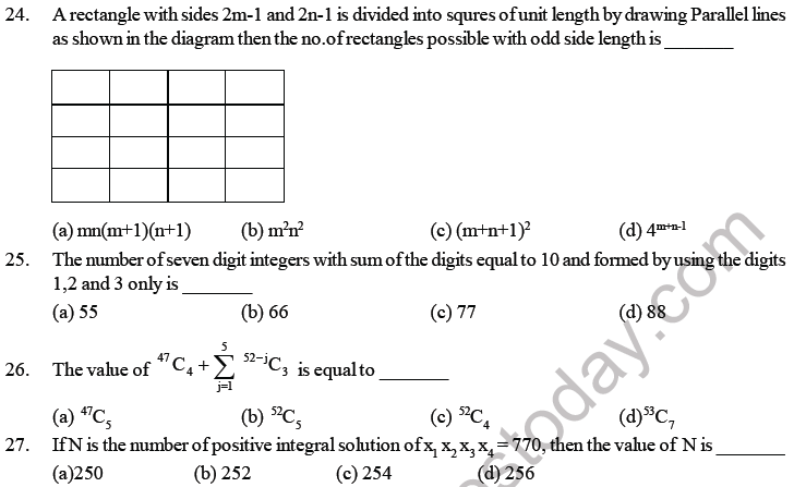 JEE Mathematics Permutation and Combination MCQs Set B-3