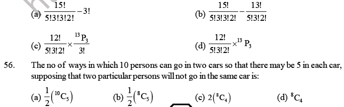 JEE Mathematics Permutation and Combination MCQs Set B-8