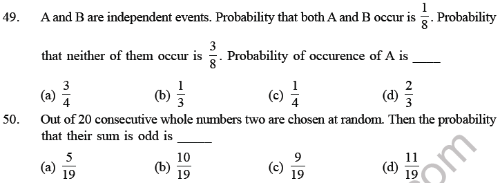 JEE Mathematics Probability MCQs Set A-11