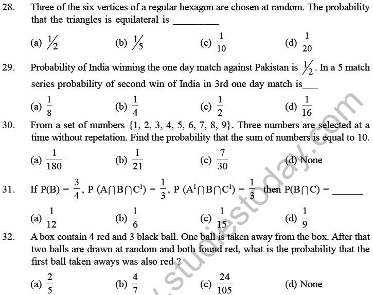 JEE Mathematics Probability MCQs Set A-5