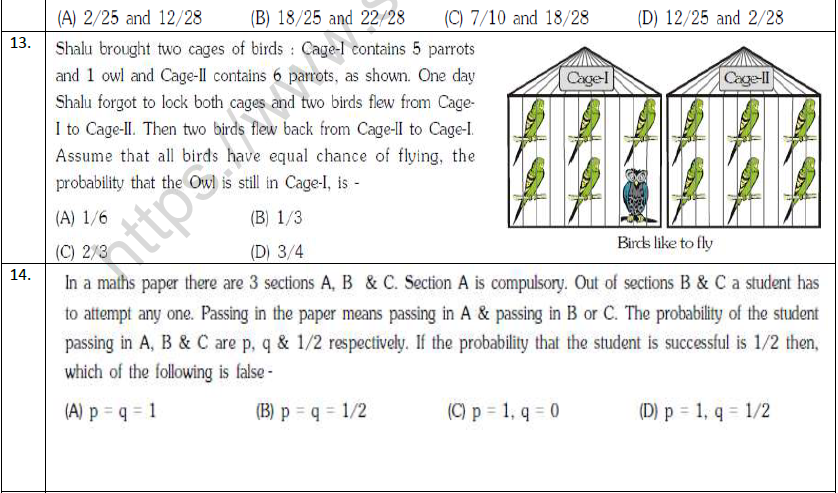 JEE Mathematics Probability MCQs Set B-2