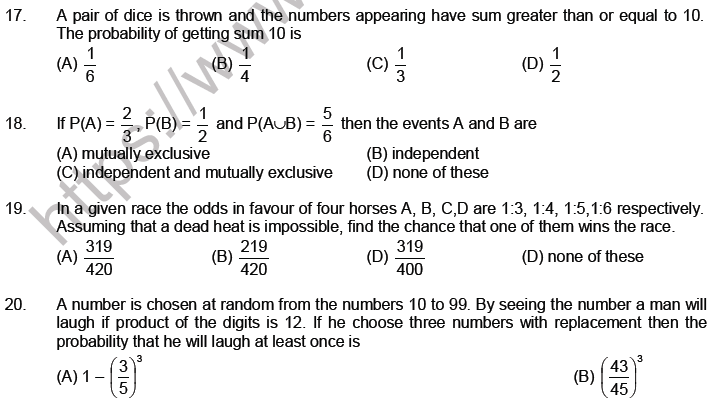 JEE Mathematics Probability MCQs Set C-1