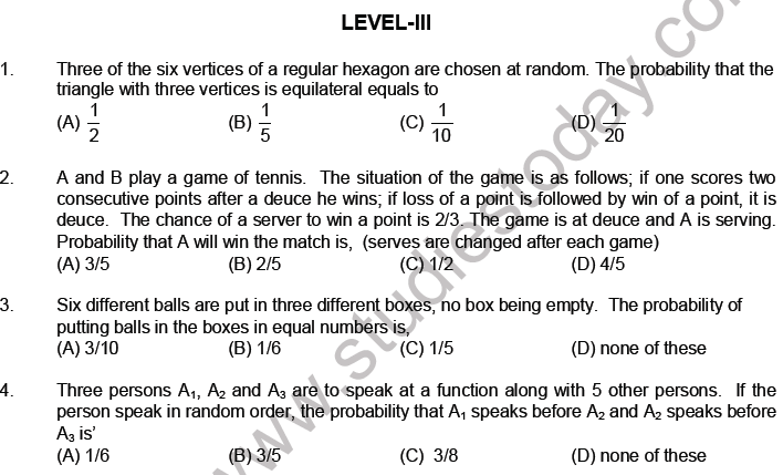 JEE Mathematics Probability MCQs Set C-7