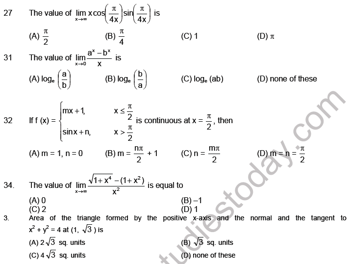 JEE Mathematics Relation and Functions MCQs Set A-3