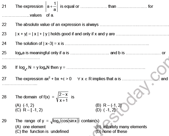 JEE Mathematics Relation and Functions MCQs Set B-3