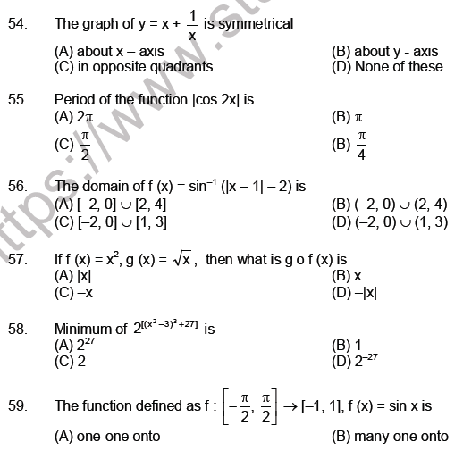JEE Mathematics Relation and Functions MCQs Set B-8