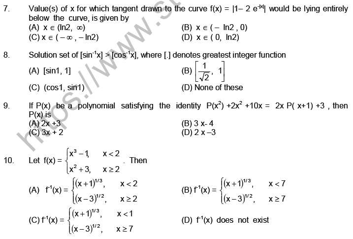 JEE Mathematics Relation and Functions MCQs Set B-Level2-